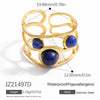 Stainless Steel Ring 18K Gold Plated Natural Stone Geometric Vintage Jewelry
