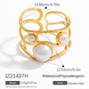 Stainless Steel Ring 18K Gold Plated Natural Stone Geometric Vintage Jewelry