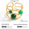 Stainless Steel Ring 18K Gold Plated Natural Stone Geometric Vintage Jewelry