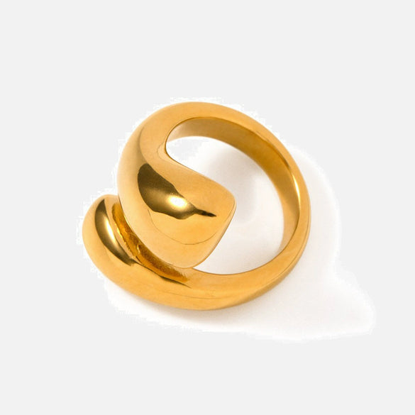 Stainless Steel Ring Light Luxury Geometric Electroplating Style For Women