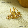 Stainless Steel Ring Light Luxury Women's Geometric Electroplated Golden Flower Pearl Design