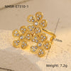 Stainless Steel Ring Light Luxury Women's Geometric Electroplated Golden Flower Pearl Design
