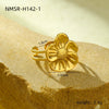 Stainless Steel Ring Light Luxury Women's Geometric Electroplated Golden Flower Pearl Design