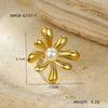 Stainless Steel Ring Light Luxury Women's Geometric Electroplated Golden Flower Pearl Design