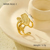 Stainless Steel Ring Light Luxury Women's Geometric Electroplated Golden Flower Pearl Design