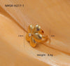 Stainless Steel Ring Light Luxury Women's Geometric Electroplated Golden Flower Pearl Design