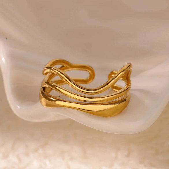 Stainless Steel Ring Minimalist Style Hollow Design Electroplating Process