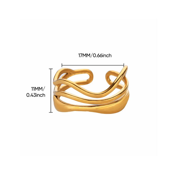 Stainless Steel Ring Minimalist Style Hollow Design Electroplating Process