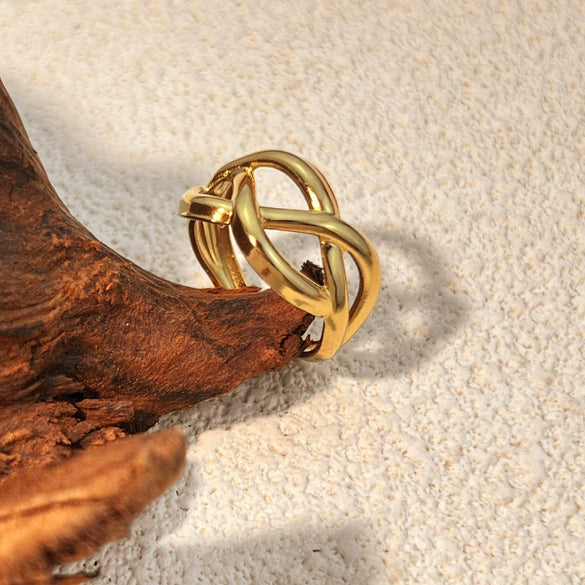 Stainless Steel Ring Natural Geometric Heart Shape Electroplated Design Hand Jewelry