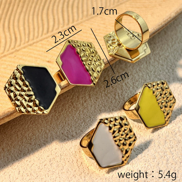 Stainless Steel Ring Natural Geometric Heart Shape Electroplating Design Unisex