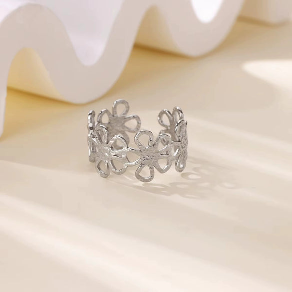 Stainless Steel Ring Snake Shaped Flower Geometric Electroplated Female Stylish Ring