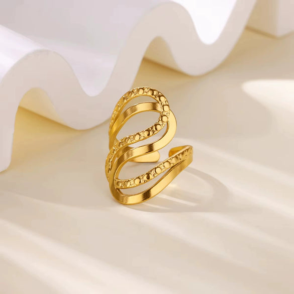 Stainless Steel Ring Snake Shaped Flower Geometric Electroplated Female Stylish Ring