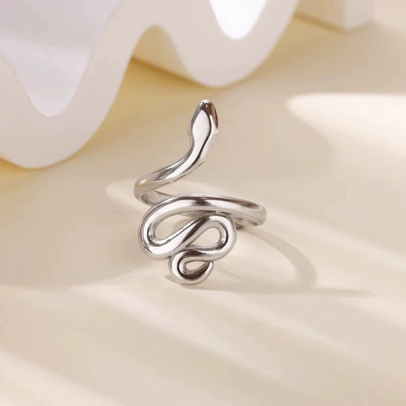 Stainless Steel Ring Snake Shaped Flower Geometric Electroplated Female Stylish Ring