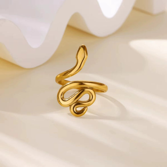 Stainless Steel Ring Snake Shaped Flower Geometric Electroplated Female Stylish Ring