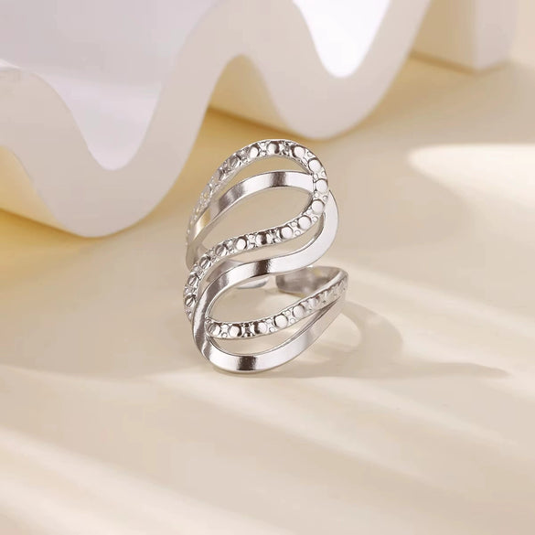Stainless Steel Ring Snake Shaped Flower Geometric Electroplated Female Stylish Ring