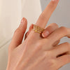Stainless Steel Ring Star Pattern Electroplated For Women