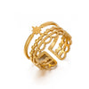 Stainless Steel Ring Star Pattern Electroplated For Women