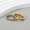 Stainless Steel Ring With Roman Digital And Letter Pattern Gold Plated Hollow For Couples