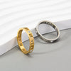 Stainless Steel Ring With Roman Digital And Letter Pattern Gold Plated Hollow For Couples