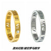 Stainless Steel Ring With Roman Digital And Letter Pattern Gold Plated Hollow For Couples