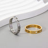 Stainless Steel Ring With Roman Digital And Letter Pattern Gold Plated Hollow For Couples