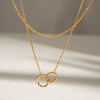 Stainless Steel Ringlinked Doublelayer Niche Design Sense Titanium Steel Necklace With Geometric Pattern Electroplated