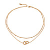 Stainless Steel Ringlinked Doublelayer Niche Design Sense Titanium Steel Necklace With Geometric Pattern Electroplated
