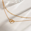 Stainless Steel Ringlinked Doublelayer Niche Design Sense Titanium Steel Necklace With Geometric Pattern Electroplated