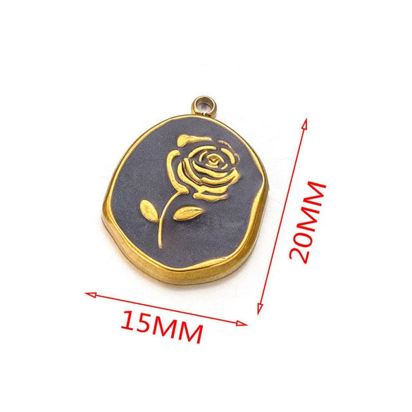 Stainless Steel Rose Enamel Jewelry Pendant For Women Diy Handmade Accessories With Electroplating