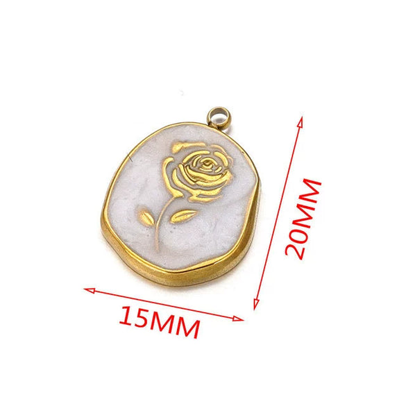 Stainless Steel Rose Enamel Jewelry Pendant For Women Diy Handmade Accessories With Electroplating