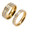 Stainless Steel Rose Gold Geometric Ring Minimal Electroplated Starry Couple Band Unisex Fashion Jewelry