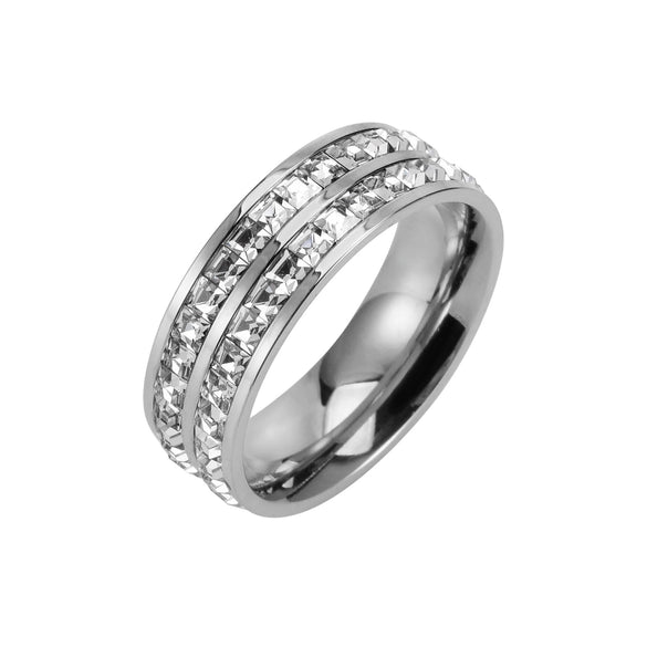 Stainless Steel Rose Gold Geometric Ring Minimal Electroplated Starry Couple Band Unisex Fashion Jewelry