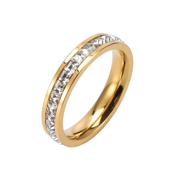 Stainless Steel Rose Gold Geometric Ring Minimal Electroplated Starry Couple Band Unisex Fashion Jewelry