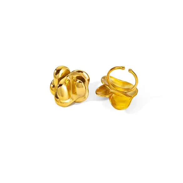 Stainless Steel Rose Open Ring For Women With Electroplating Treatment