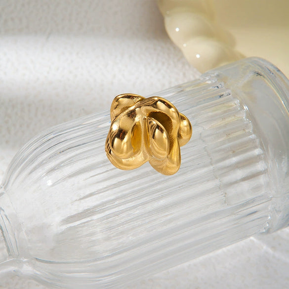 Stainless Steel Rose Open Ring For Women With Electroplating Treatment