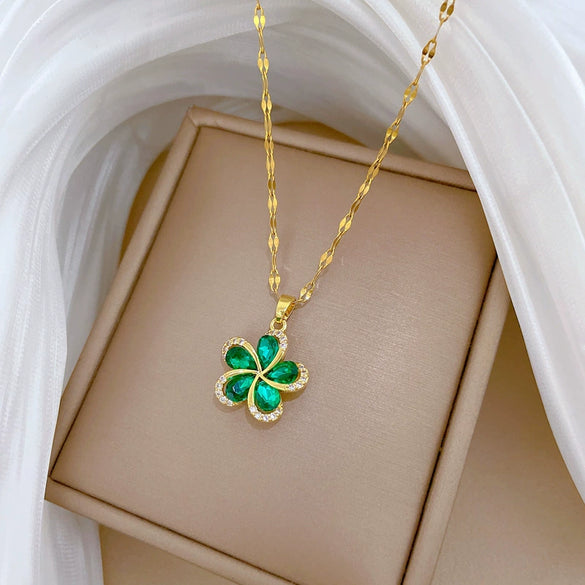 Stainless Steel Rotating Flower Animal Zodiac Full Diamond Unisex Necklace