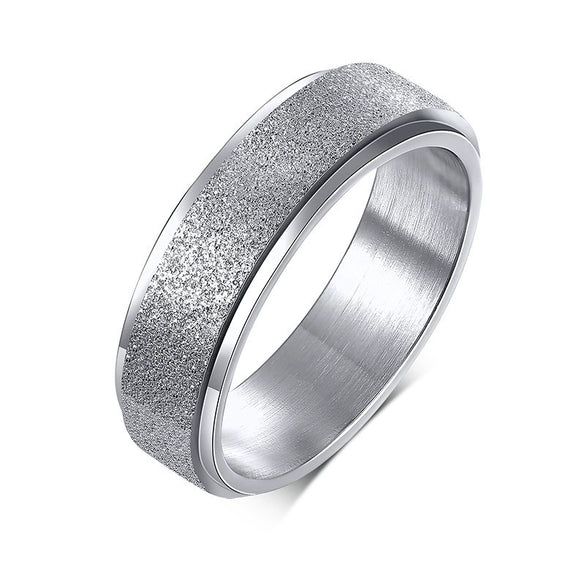 Stainless Steel Rotating Ring With Geometric Pattern And Electroplating For Men And Women