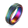 Stainless Steel Rotating Ring With Geometric Pattern And Electroplating For Men And Women