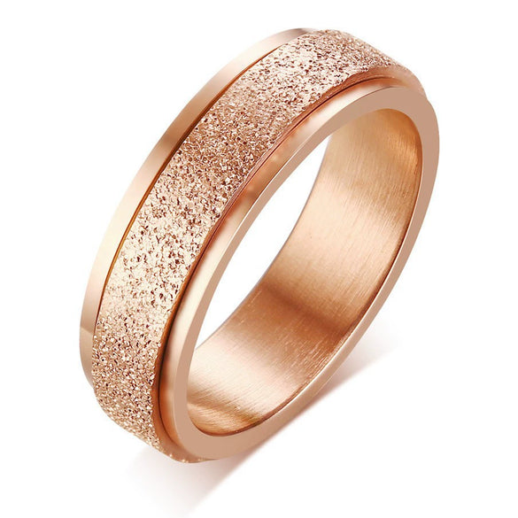 Stainless Steel Rotating Ring With Geometric Pattern And Electroplating For Men And Women