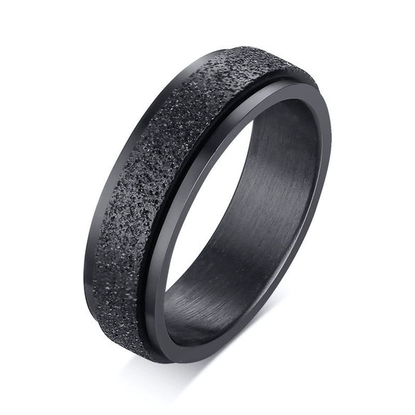 Stainless Steel Rotating Ring With Geometric Pattern And Electroplating For Men And Women