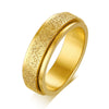 Stainless Steel Rotating Ring With Geometric Pattern And Electroplating For Men And Women