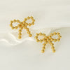 Stainless Steel Round Bead Bow Earrings Jewelry For Women With Electroplating