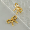 Stainless Steel Round Bead Bow Earrings Jewelry For Women With Electroplating