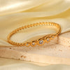Stainless Steel Round Bead Bracelet For Women Highend Zircon Inlaid 18K Goldplated Geometric Ins Style