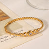 Stainless Steel Round Bead Bracelet For Women Highend Zircon Inlaid 18K Goldplated Geometric Ins Style