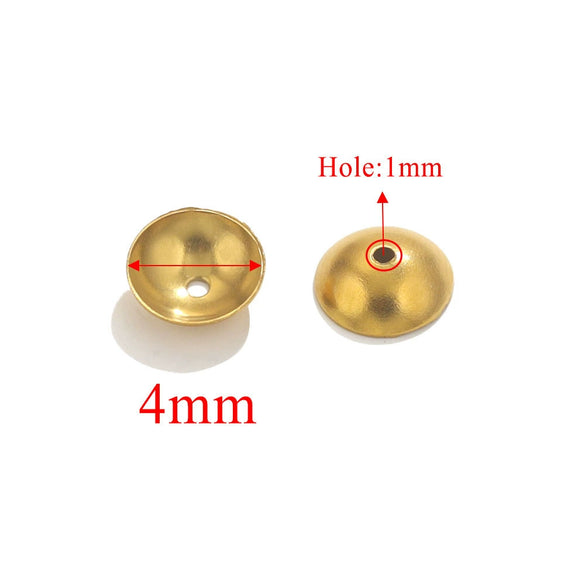 Stainless Steel Round Bead Cap Gasket Beads With Totem Pattern Electroplated For Jewelry Making