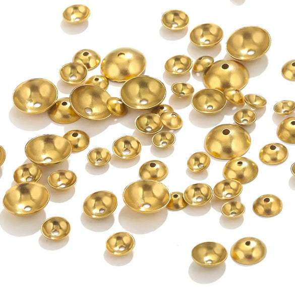 Stainless Steel Round Bead Cap Gasket Beads With Totem Pattern Electroplated For Jewelry Making