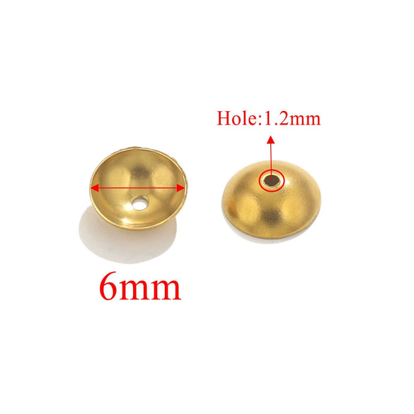 Stainless Steel Round Bead Cap Gasket Beads With Totem Pattern Electroplated For Jewelry Making