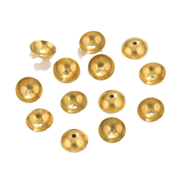 Stainless Steel Round Bead Cap Gasket Beads With Totem Pattern Electroplated For Jewelry Making