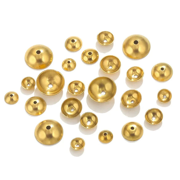 Stainless Steel Round Bead Cap Gasket Beads With Totem Pattern Electroplated For Jewelry Making